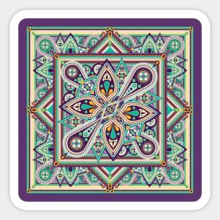 Teal and Purple Ornamental Mandala Sticker